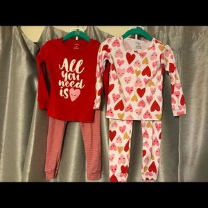 Carter’s 2T Heart PJ’s 2 pieces each Gently Used